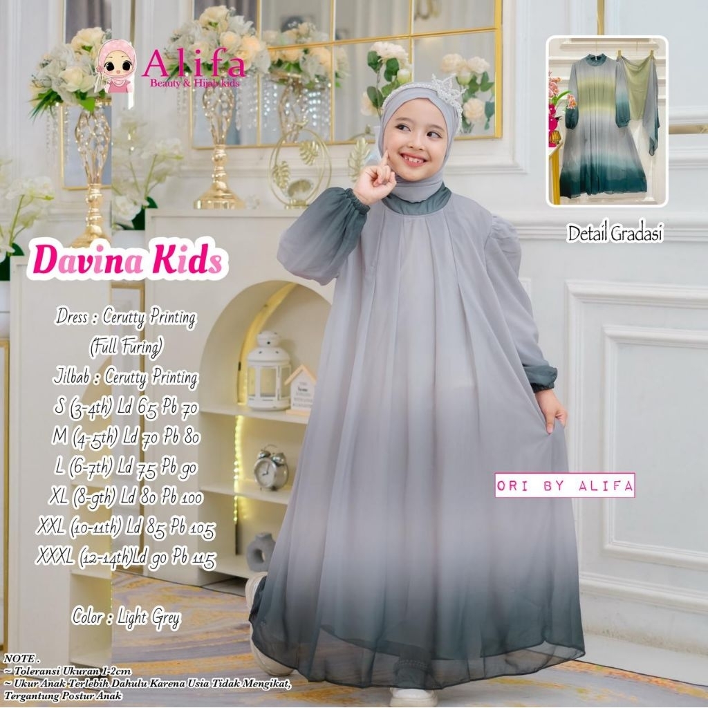 BEST SELLER CUNDA KIDS DAVINA KIDS MELODY KIDS RANAYA KRIWIL ORI ALIFA / GAMIS DRESS SYARI ANAK