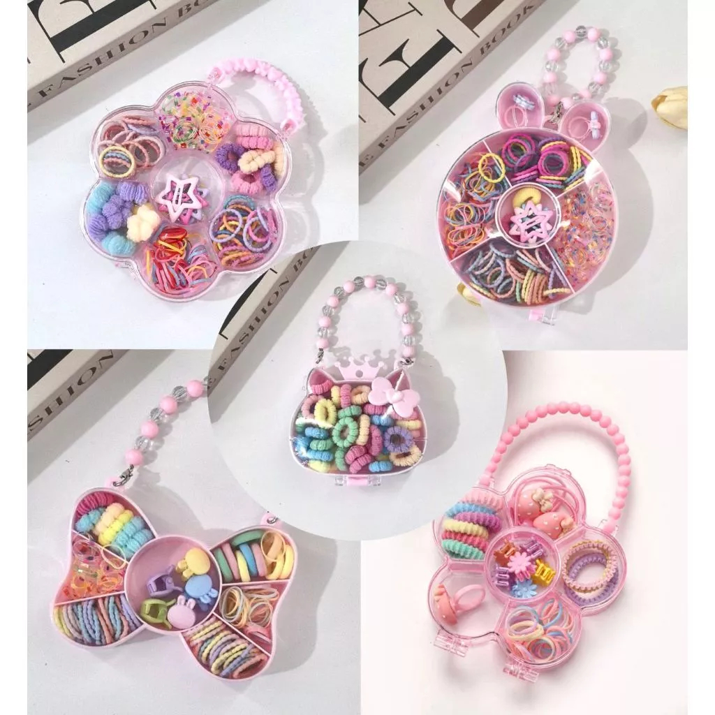 JEPITAN BOX TAS ANAK AKSESORIS RAMBUT ANAK WANITA KARET JEPITAN BOX WARNA-WARNI LUCU