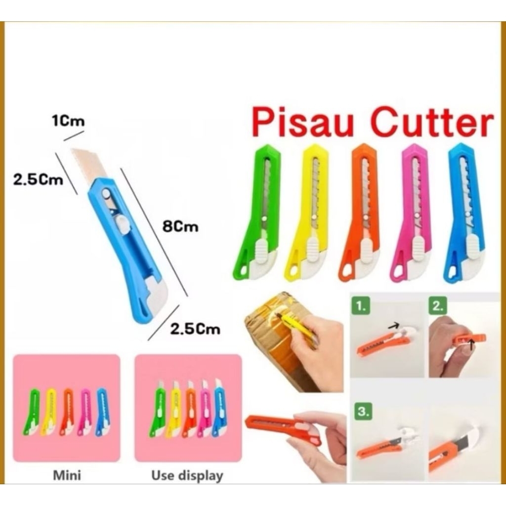 

cutter mini dorong gantungan kunci / pisau stenliss knife