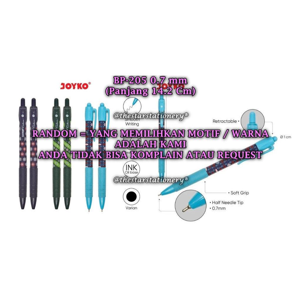 

(1 Biji) GROSIR Bolpen JOYKO BP-205 Culture 1 Hitam 0.7 / Ball Pen Pulpen Pena Joyko BP-205 (1 Biji)