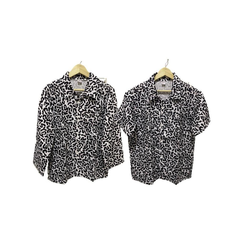 Anhelon Black and White Abstract Couple Shirt