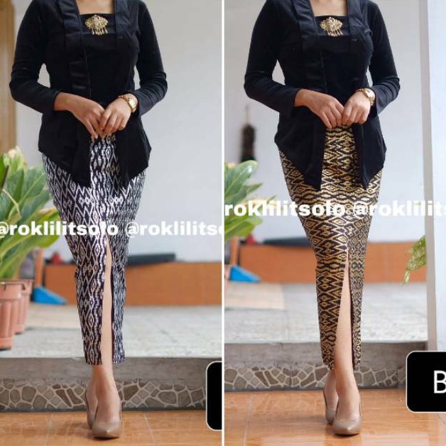 Rok span belah  Kamen rok bahan katun prada  Rok belah depan  Rok span kondangan wisuda KODE A6A5