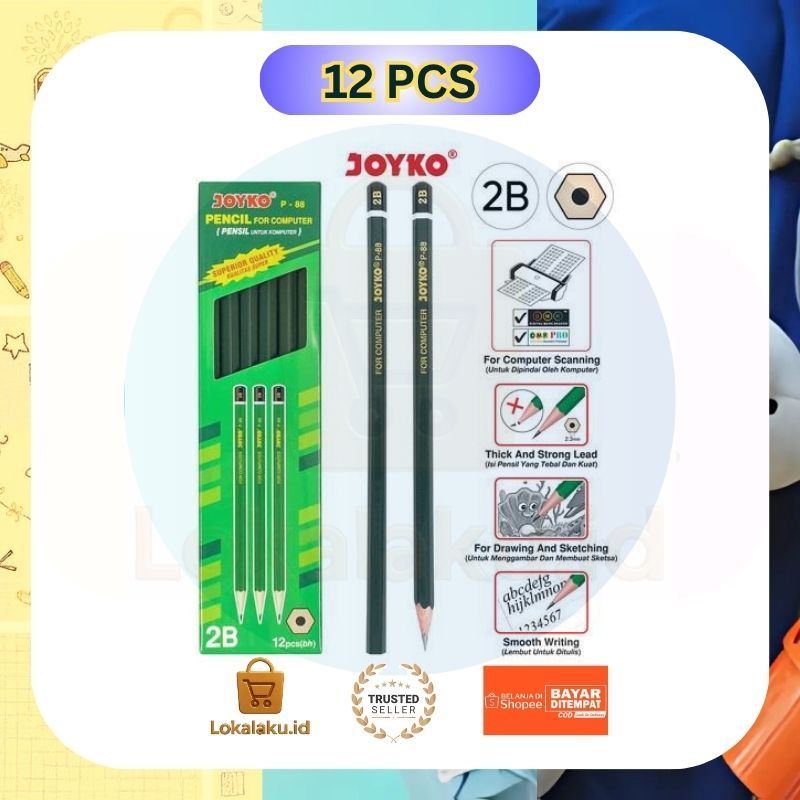 

Pensil Joyko 2B P-88 Superior Quality – 1 Pack Isi 12 pcs Cocok untuk Ujian dan Menggambar