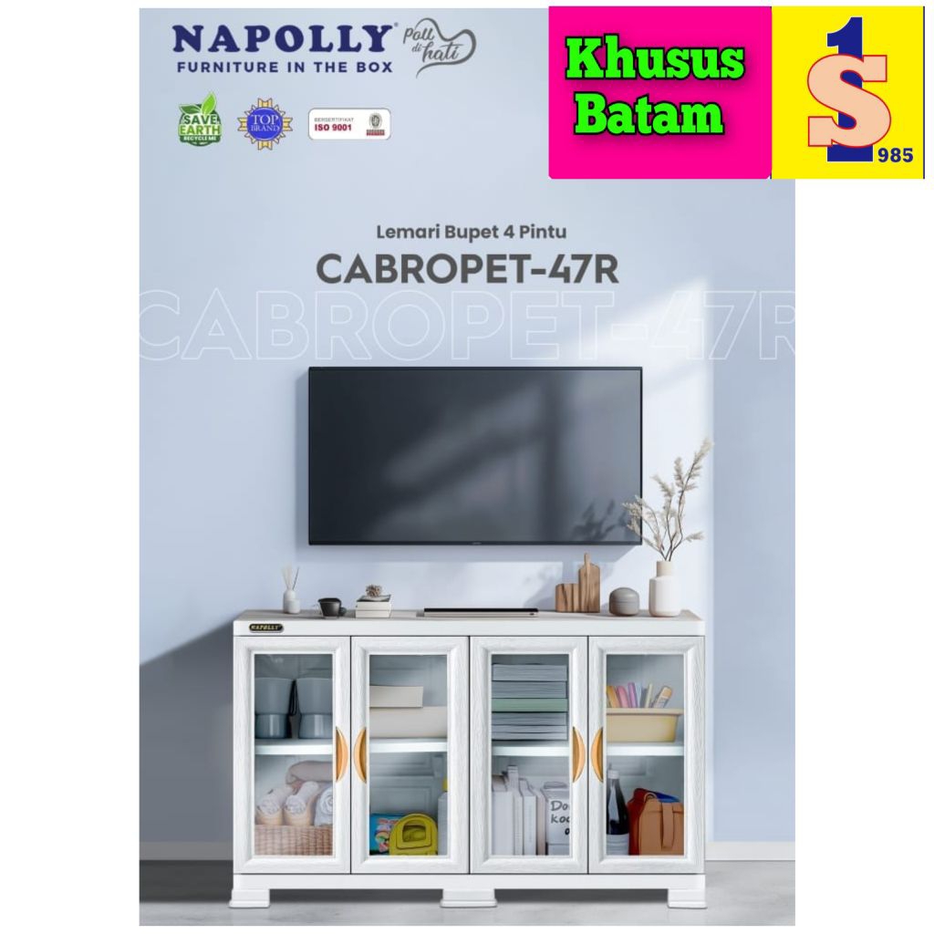 LEMARI BUFET TV NAPOLLY 4PINTU/LEMARI SERBAGUNA/BUFET PLASTIK (KHUSUS BATAM)
