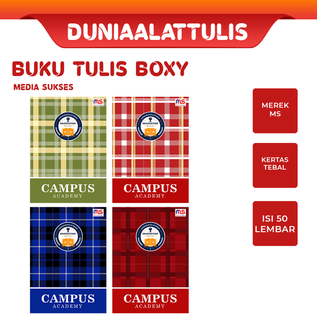 

MEDIA SUKSES - BUKU CATATAN / BUKU TULIS 50 BOXY CAMPUS (MSB140001)
