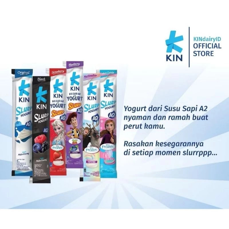 

KIN Yogurt Slurp Stick 45gr | Original | Blueberry | Grape | Cotton Candy | Kurma