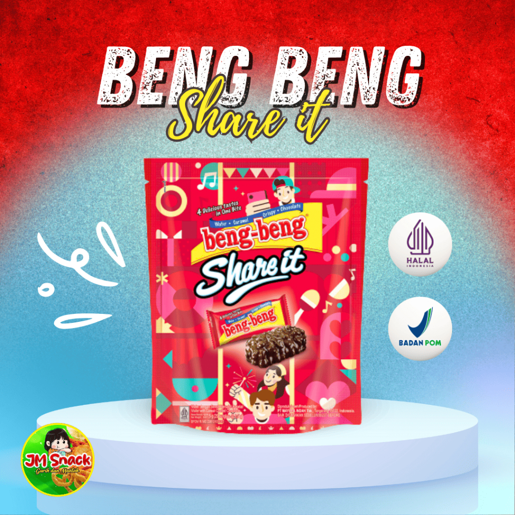 

Beng Beng Share It Pouch 237gr Bengbeng Isi 25 Bungkus Cemilan Wafer Coklat Caramel by JM Snack