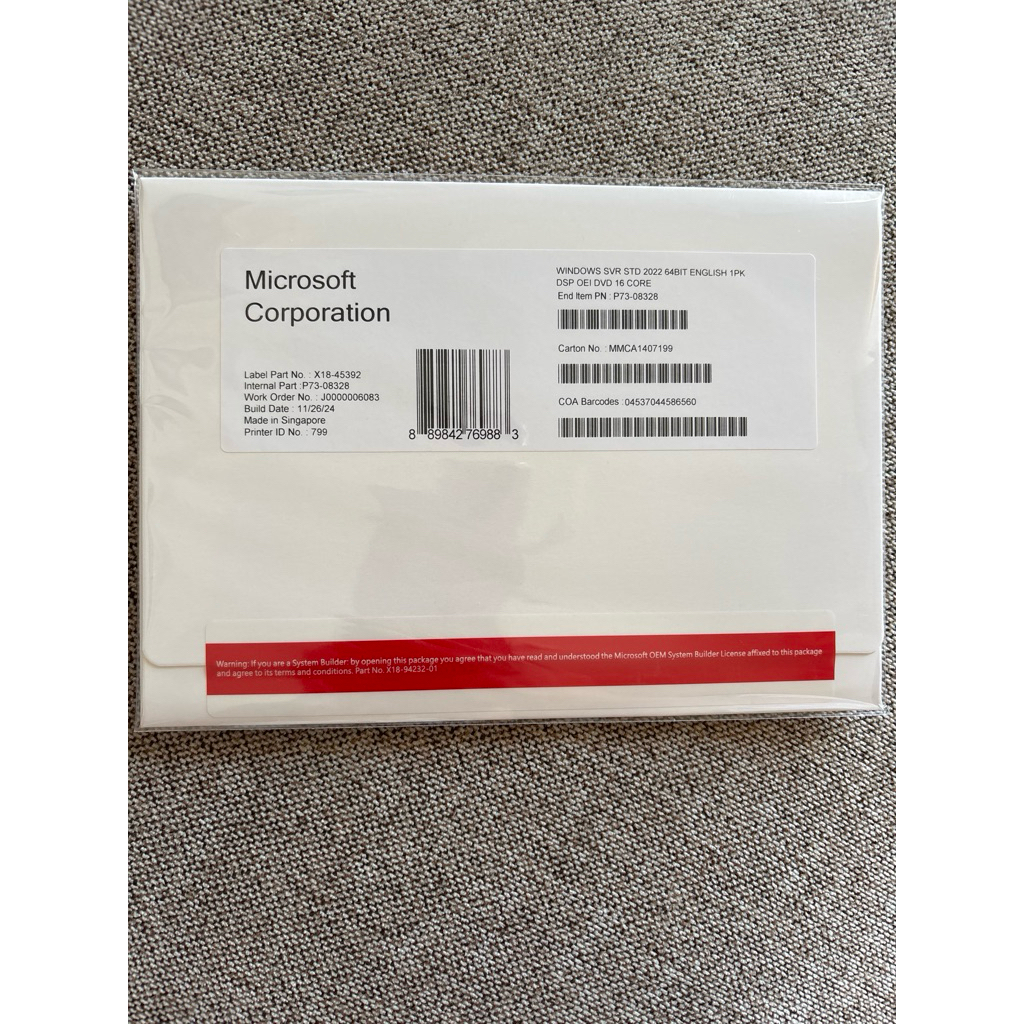 

Box Win Server 2022 Standard ORIGINAL