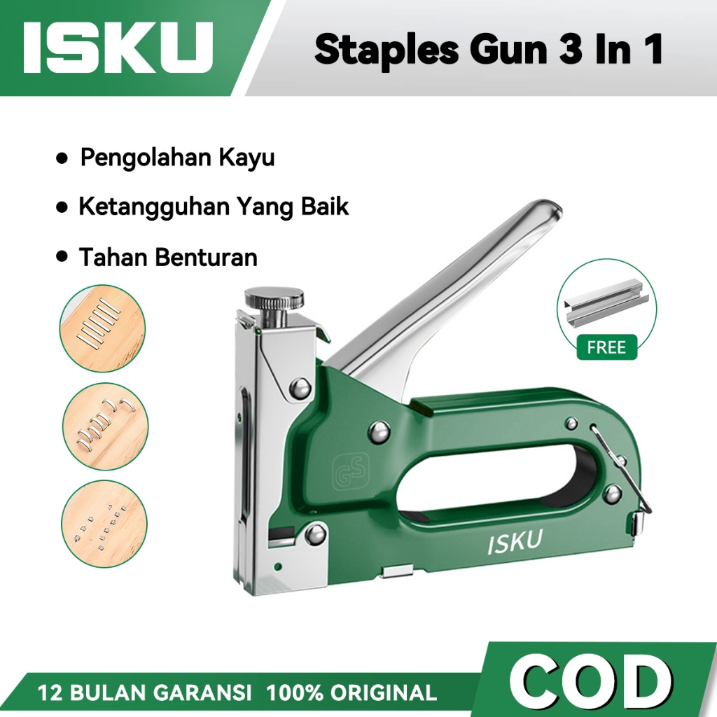 

Isku Staples Gun/Alat Staples/Staples Tembak 3 in 1/Metal Tacker Professional pistol paku