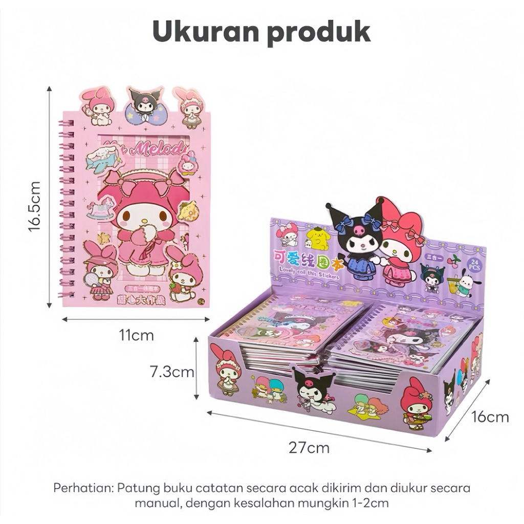 

Buku Sticker Sanrio Gantungan YDWA001 Stiker Buku Quicksand Sand Notebook Ring