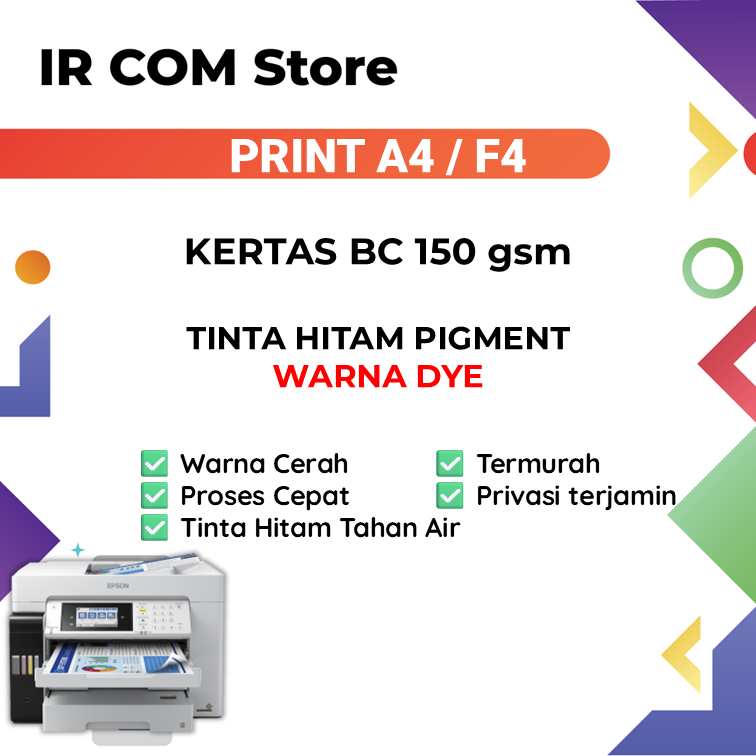 

Print A4 / F4 Kertas BC Tebal 150 gsm