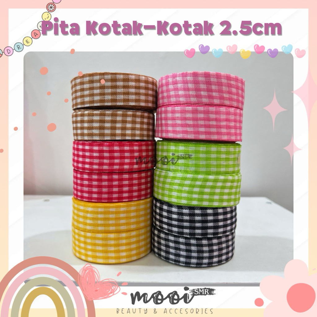 

Pita Kotak Kotak 2.5 Cm 1’ Inch Square Aesthetic Ribbon Pita Hampers