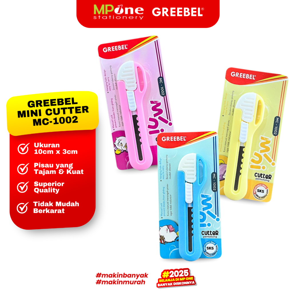 

Greebel Cutter Mini Warna Lucu MC-1002 / Pemotong Tajam Cutter Kecil GREEBEL