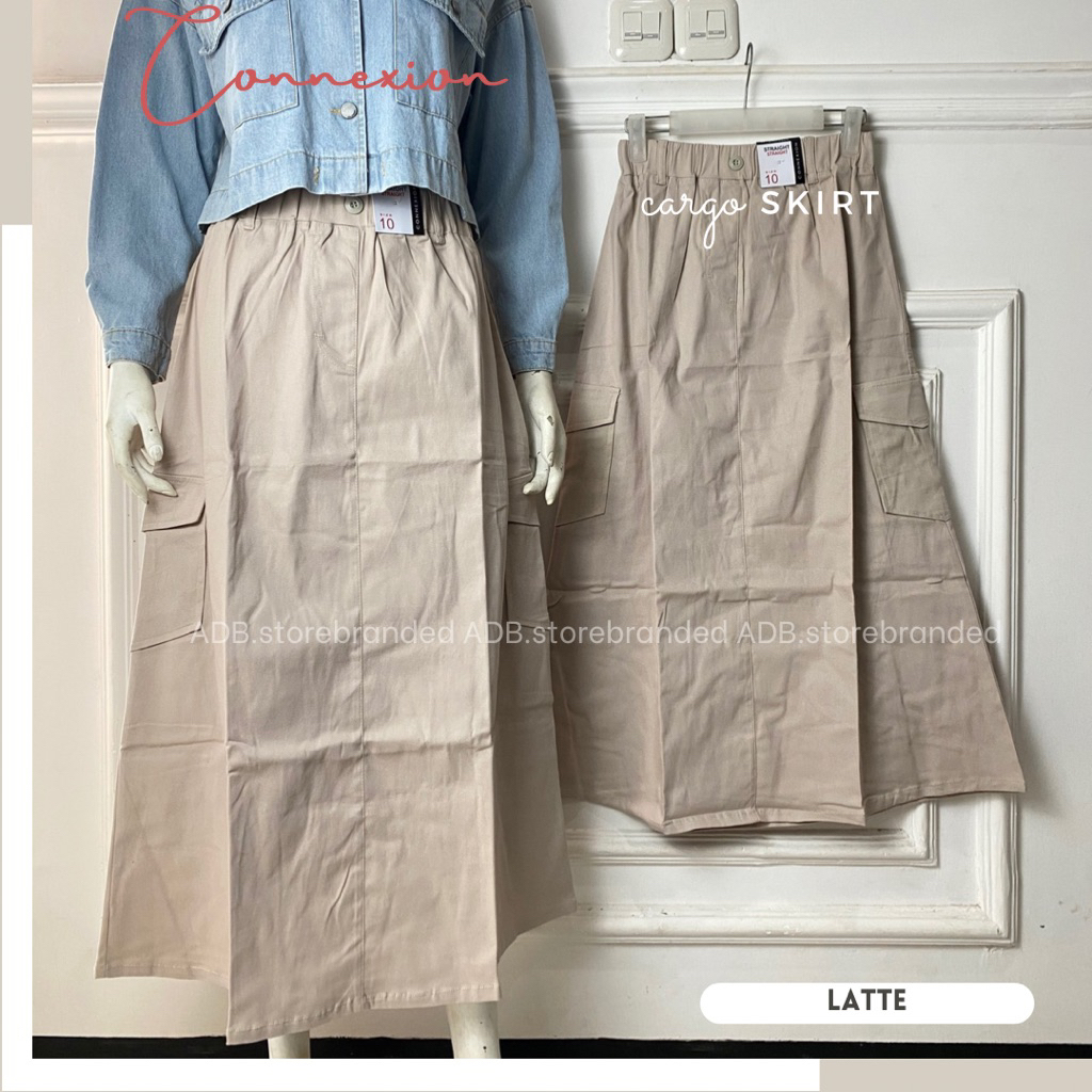 Rok wanita Connexi0n Rok cargo katun tebal cewek polos kargo saku
