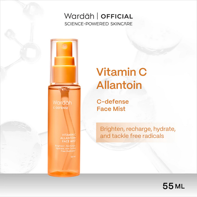 Wardah C-Defense Face Mist - Face Mist dengan HiGrade Vitamin C yang Mencerahkan dan Menyegarkan - K