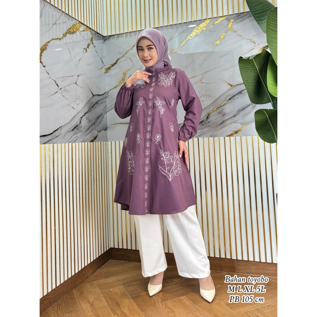 RIDD FASHION - LONG TUNIK BORDIR/TUNIK WANITA/TOYOBO FODU