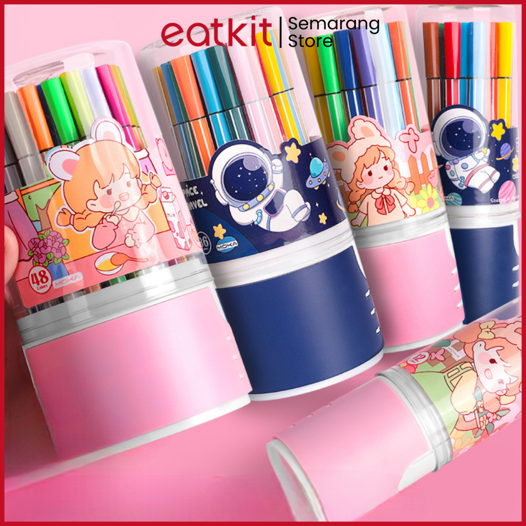 

Eatkit 1 Set Spidol Warna Warni Hexagonal Watercolor Marker Isi 12/24 Pen Warna Spidol Mewarnai Anak