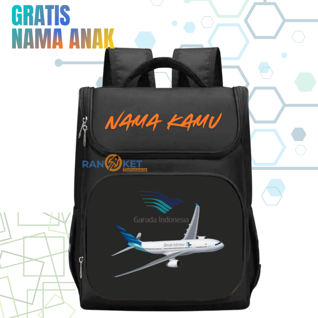 Tas Ransel Sekolah Anak TK/SD Pesawat I Tas Sekolah Anak SD/TK  Pesawat Terbaru [ Free Cetak Nama ]