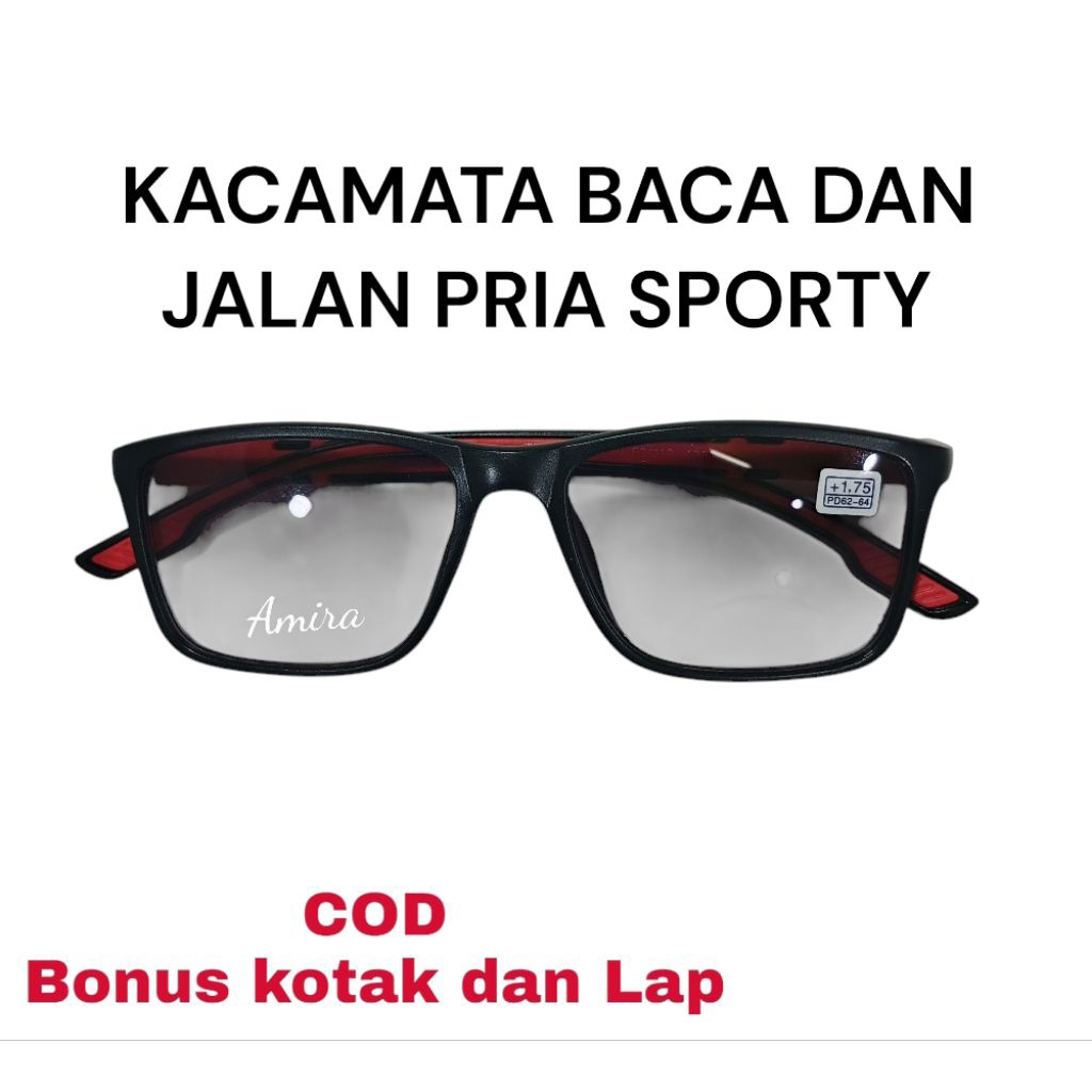 TERBARU Kacamata Baca dan jalan pria sporty kacamata plus dobel fokus jauh dekat kacamata baca terba