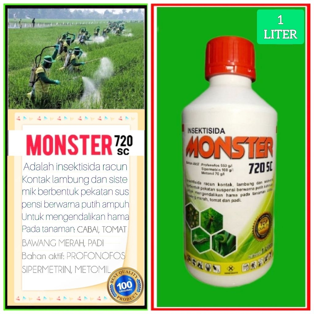 MONSTER 720 SC 1 LITER/Racun Ulat Sundep Ulat Grayak/Insektisida Pestisida