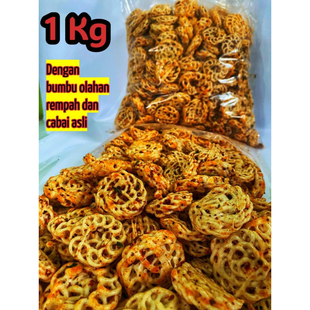 

Enak seblak kering rafael / kerupuk bantat mawar pedas daun jeruk 1kg Ori!!
