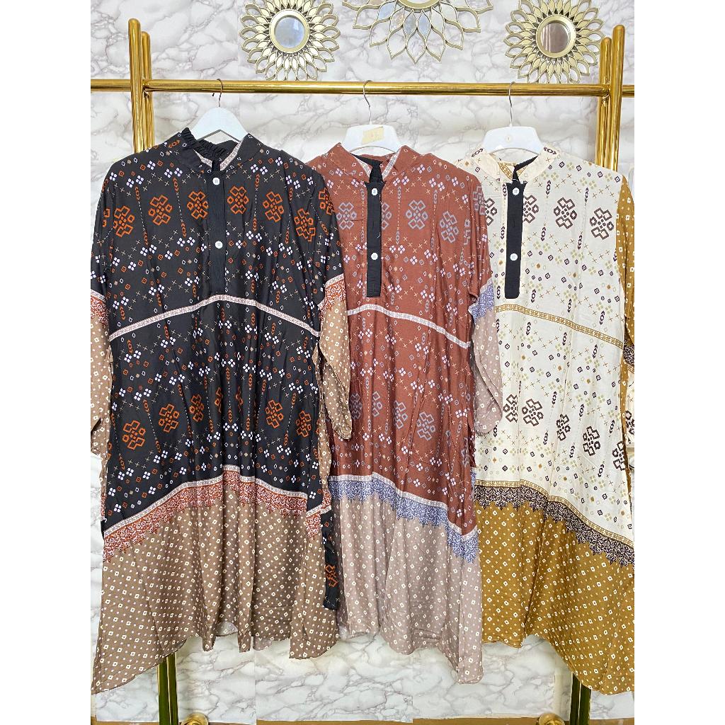 ONESET TUNIK DUBAI TERBARU KEKINIAN 2025 LD 120 CM RAYON PREMIUM ADEM