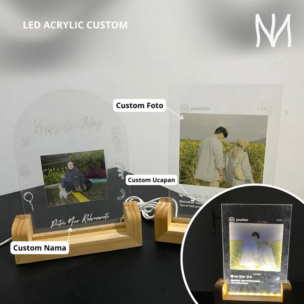 Lampu Tidur Aesthetic LED Akrilik Custom Foto Spotify IG Kado Wisuda Ulang Tahun Nikah