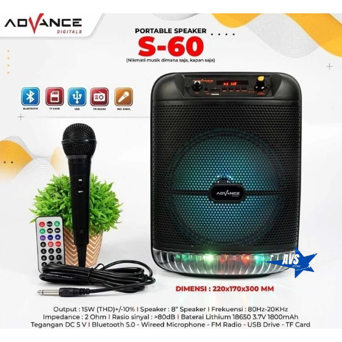 ADVANCE PORTABLE SPEAKER BLUETOOTH S 60