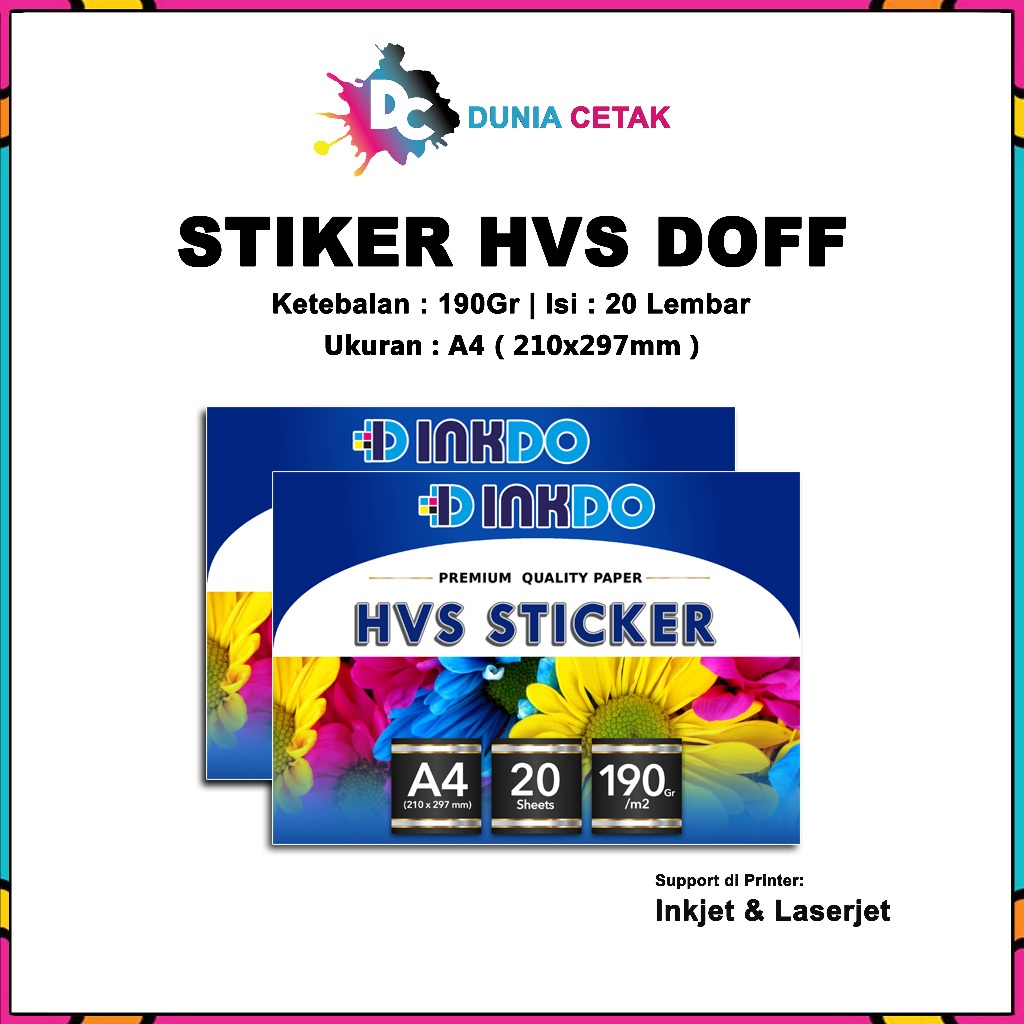 

Kertas HVS Sticker Matte A4 - 20 Lembar / Kertas Stiker Doff