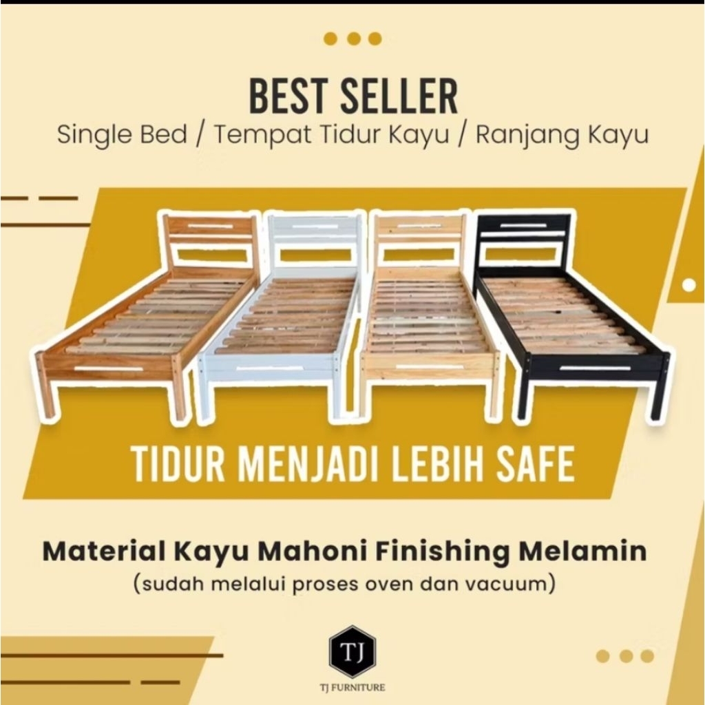 BEST SELLER Single Bed /Tempat tidur kayu / Divan kayu / Ranjang kayu uk 90 x200 murah