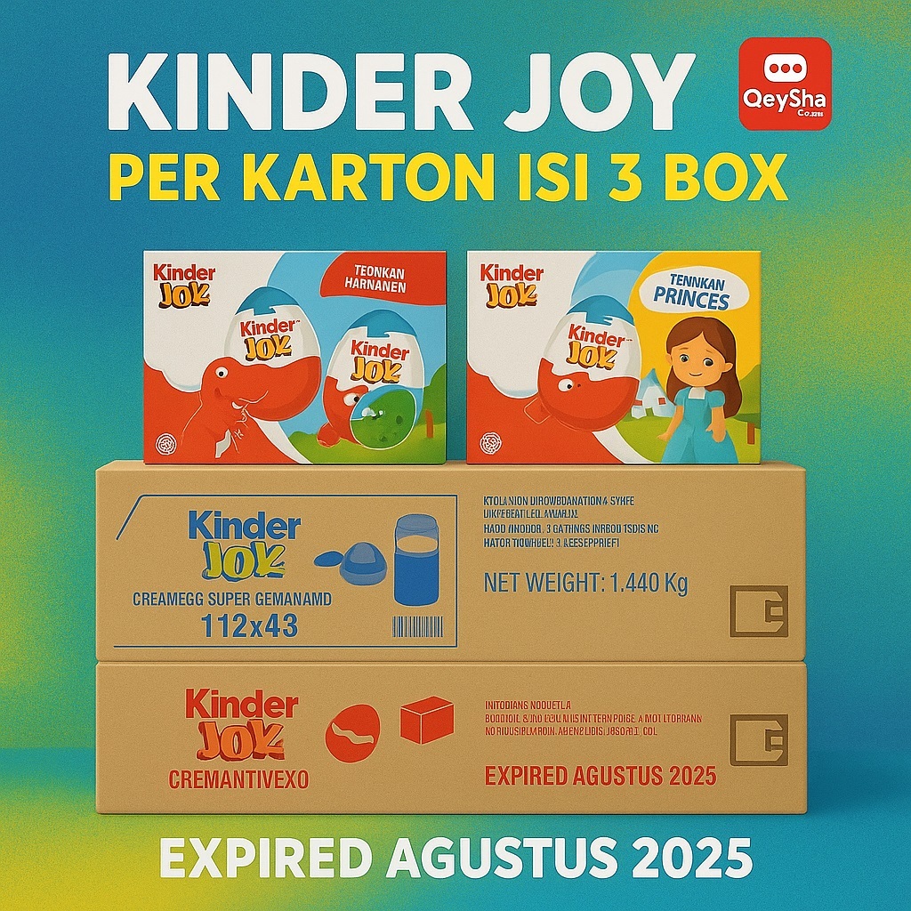 Kinder Joy 1 Karton Isi 3 Box | Cokelat + Mainan Anak | Exp Agustus 2025 | Cocok Reseller & Hampers