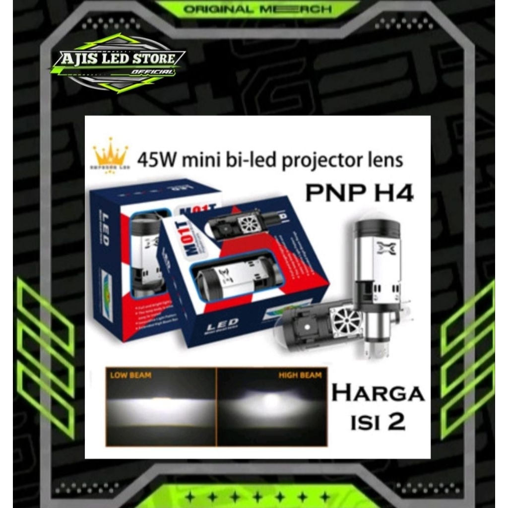 H4 M01T NEW V2 lampu mini biled projector lens version 2 50W 100W super terang premium bright bi led