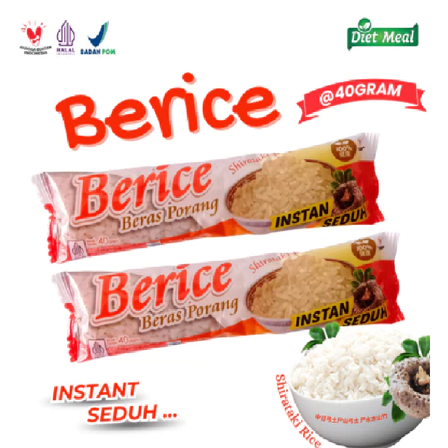 

Beras Porang Shirataki BERICE kemasan Sacet 40 gram