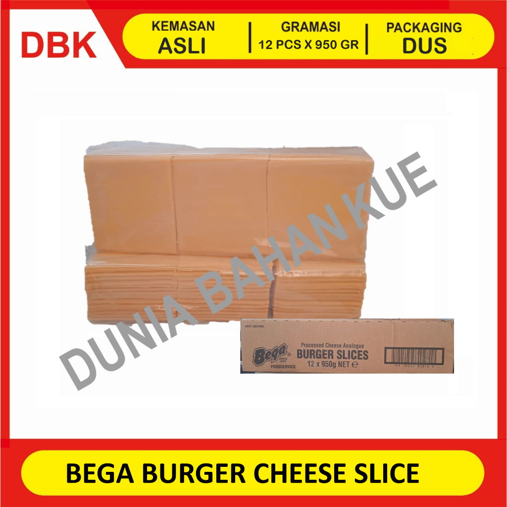 

BEGA BURGER CHEESE SLICE 950 GR (84 SLICE) - 1 DUS 12 PCS / KEJU CHEDDAR ORANGE SLICE