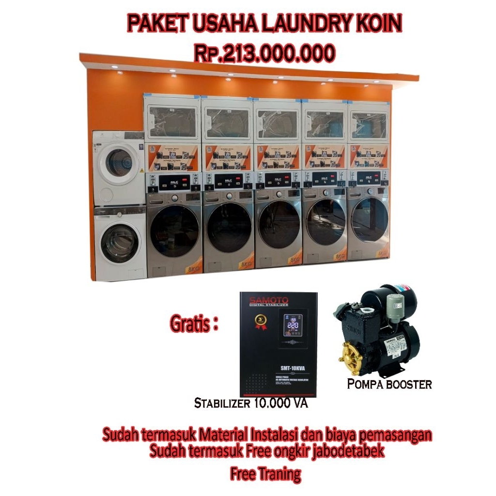 Paket Usaha Laundry Koin / Coin Laundry System Bisa Custom Jumlah stack