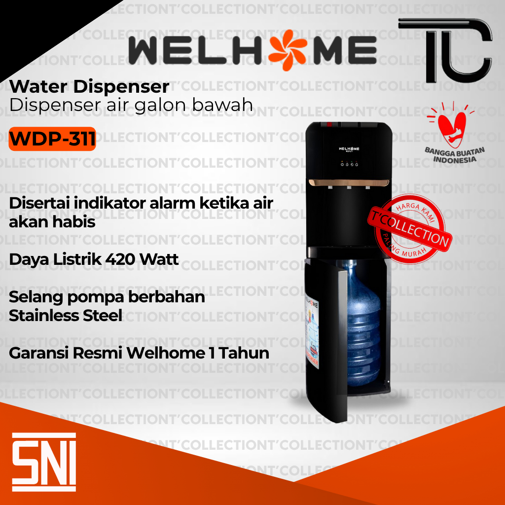 Dispenser WELHOME WDP-311 3Kran ( Panas - Normal - Dingin ) / Dispenser Air Galon Bawah