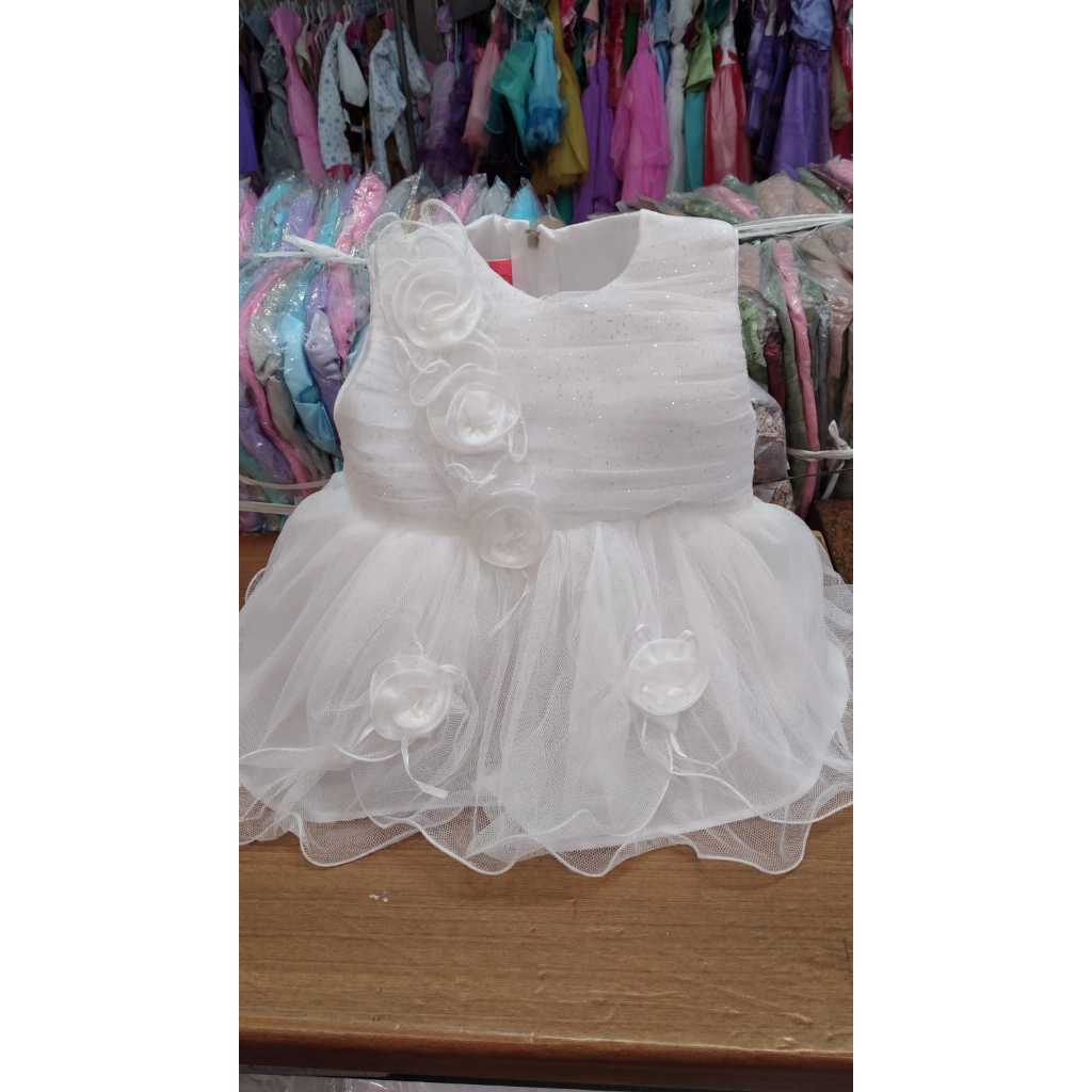Gaun bayi perempuan putih set,dress bayi 0-3 bulan putih,gaun aqiqah newborn,baju bayi perempuan dre