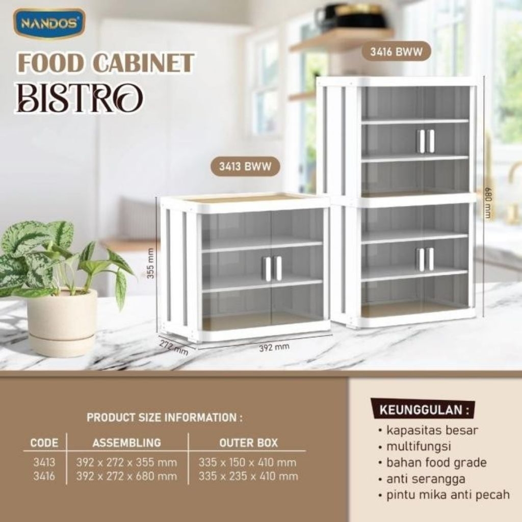 NAIBA Rak Penyimpanan Makanan Rak Cabinet Makanan Plastik 3 susun dan 6 susun