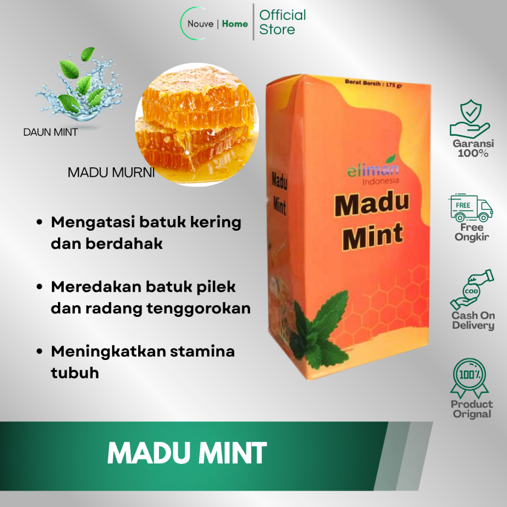 

ELIMAN MADU BATUK - madu mint 165g | bantu redakan batuk & tenggorokan gatal | 100% original