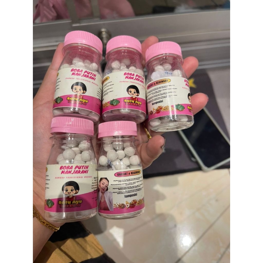 

Boba putih kemasan botol toping minuman boba