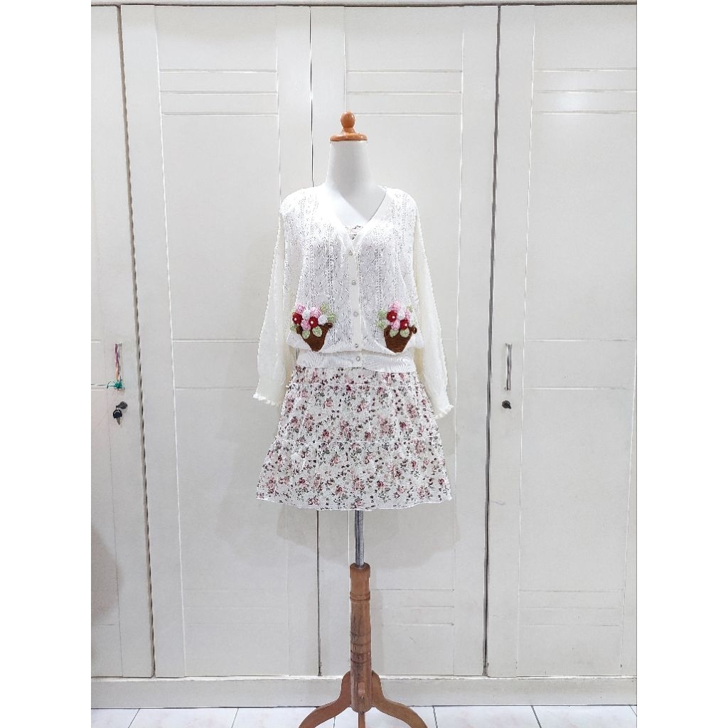 Handmade flower Khalita japan kawaii cardi white kawai kawaii liz lisa rojita dear my love deary | j