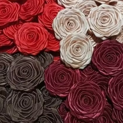 

bunga mawar pita satin 4-5cm/bunga satin buket/bunga pita satin