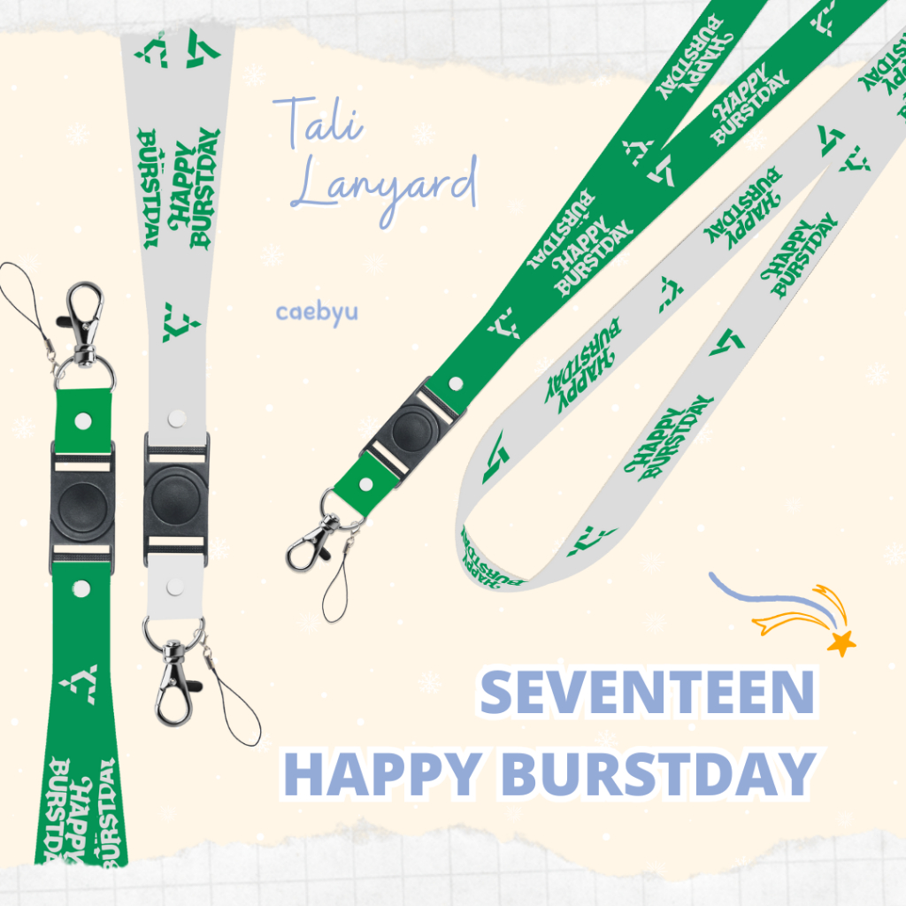 

READY STOCK Lanyard Seventeen Happy Burstday Carat Kpop K-Pop Sebong svt thunder Tali Gantungan HP PC ID Card Cahol Card Holder