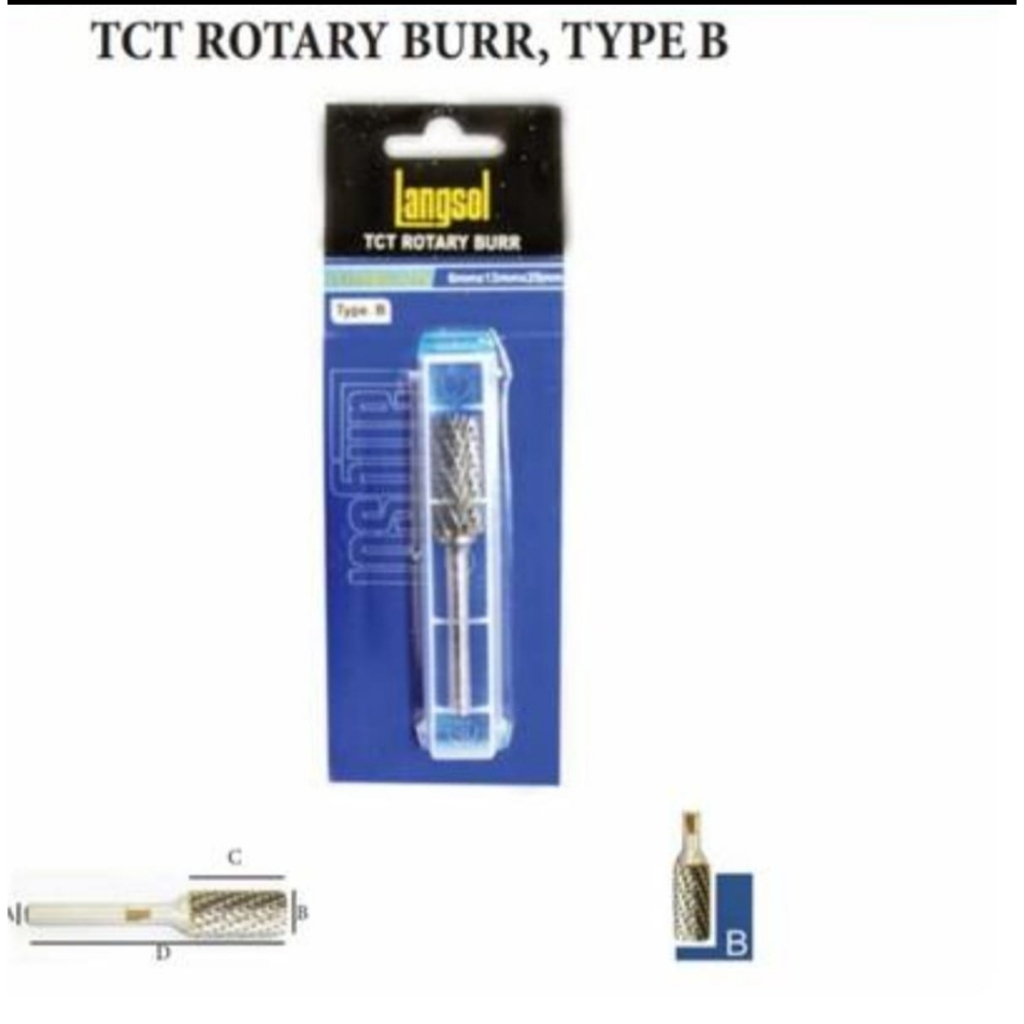 Langsol Mata reamer 6mm Tct rotary burr type B 6mmx12mmx25mm