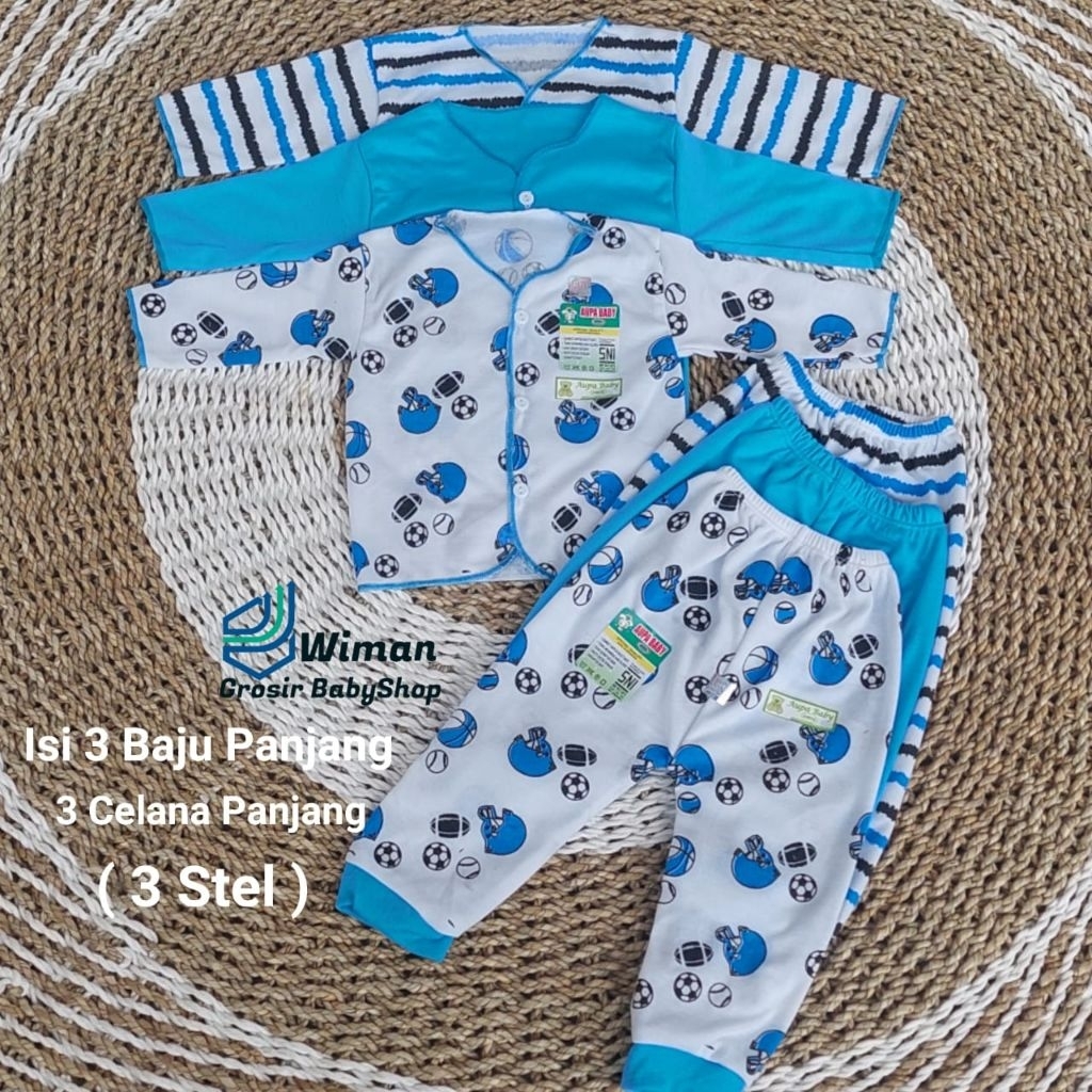 6 Pcs / 3 Stel Baju Celana Panjang Bayi Newborn Stelan Bayi Usia 0 Sampai 4 Bulan Terlaris Stelan Ba