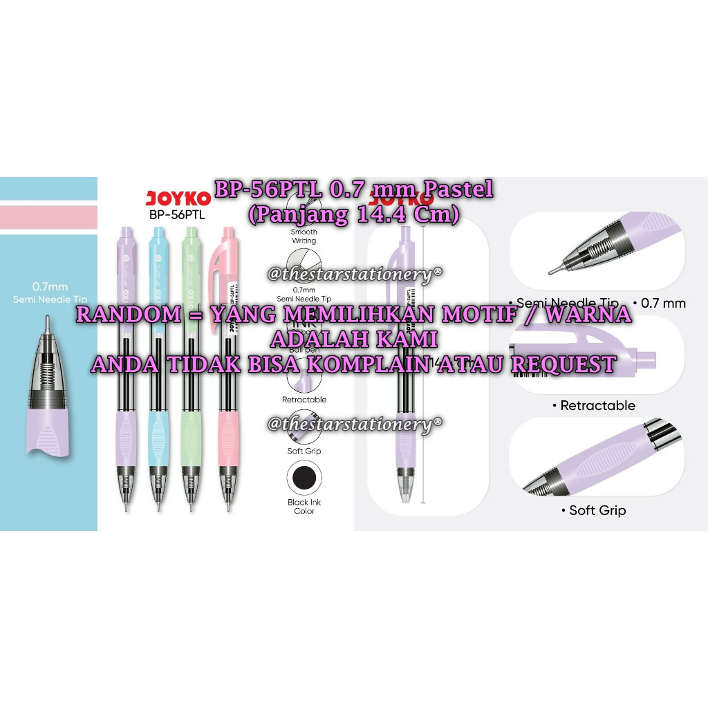 

(1 Biji) GROSIR Bolpen JOYKO BP-56PTL Hitam / JOYKO Ball Pen Pulpen Pena BP-56PTL 0.7 mm (1 Biji)