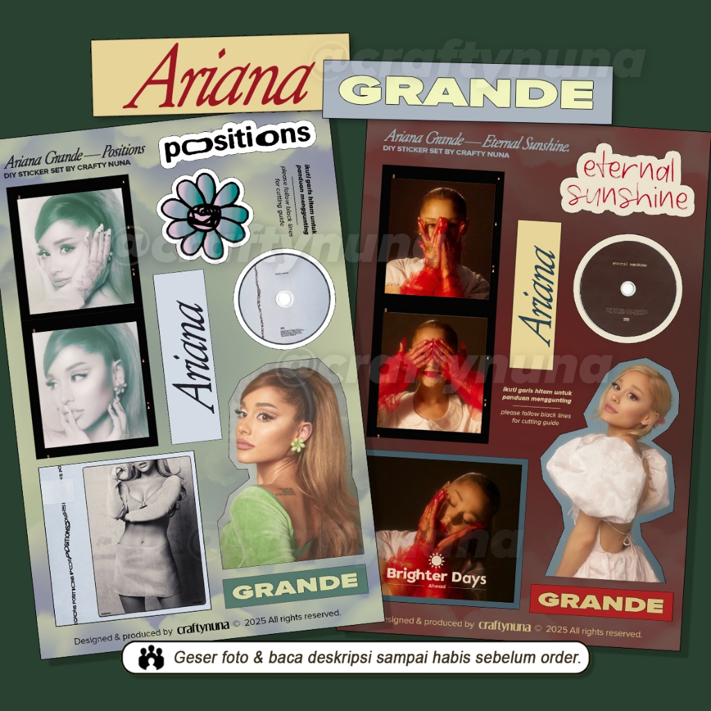 

ARIANA GRANDE POSITIONS & ETERNAL SUNSHINE FANMADE DIY STICKER SET stiker deco case hp aesthetic journal