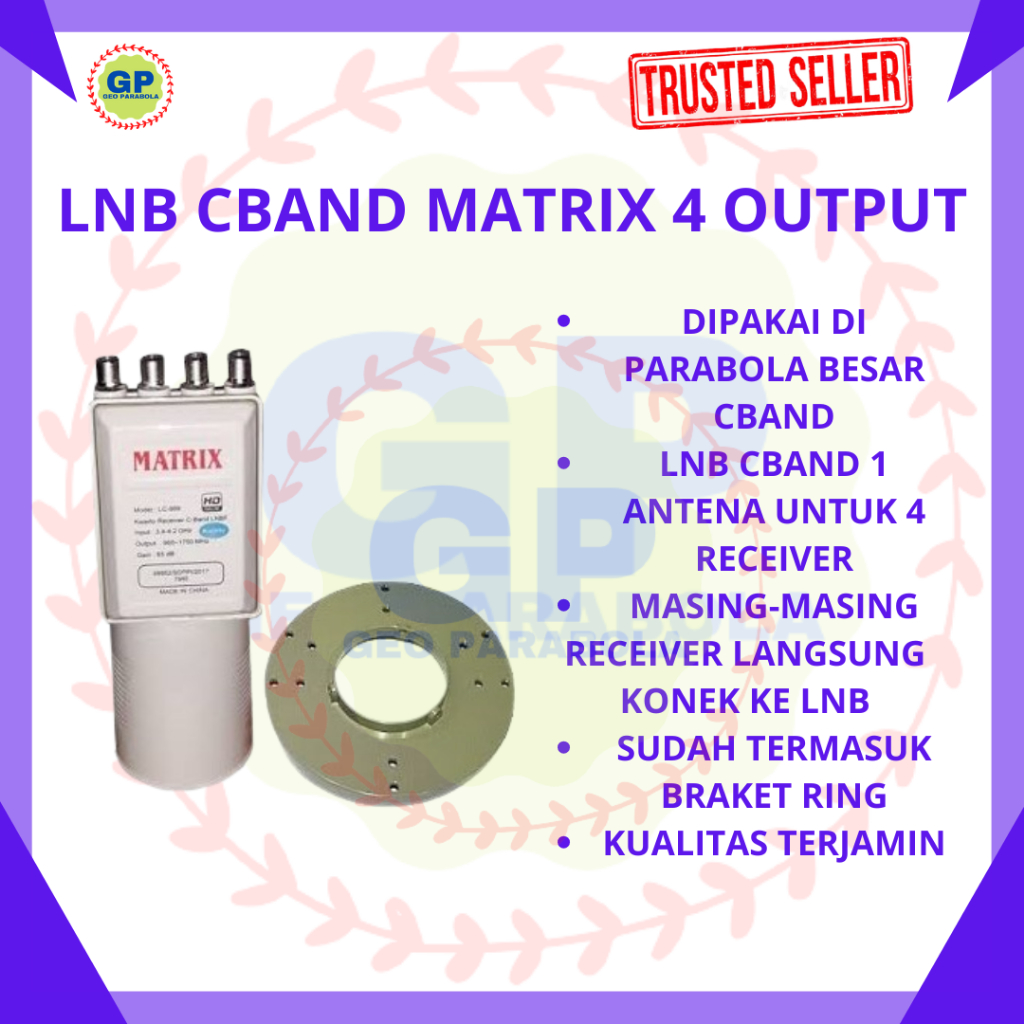 LNB+BRAKET CBAND MATRIX 4 OUTPUT RECEIVER BERKUALITAS
