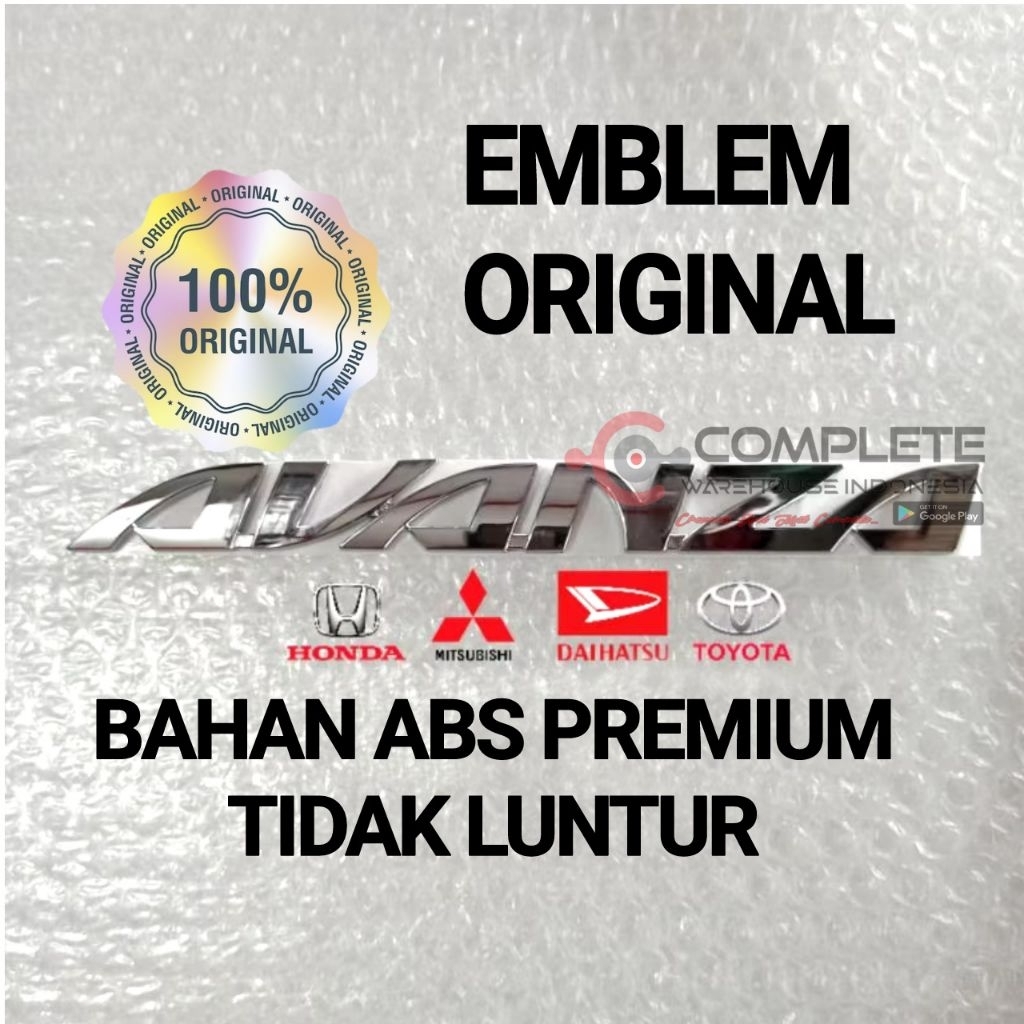 EMBLEM LOGO AVANZA CROME ABS ORIGINAL Part Premium Emblem Toyota Avanza Allnew ukuran 100% Original