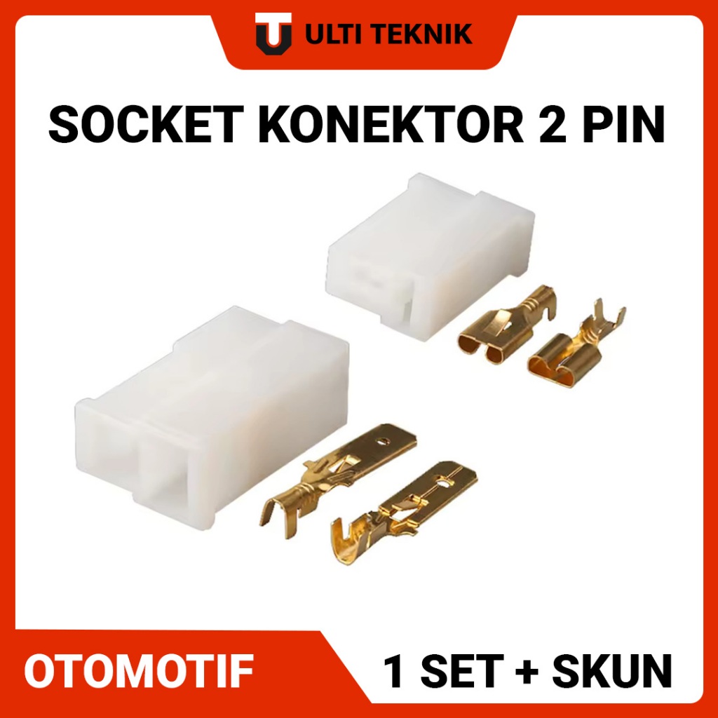 Soket Konektor Kabel 2 Pin Lengkap 1 set + Skun | Soket Motor | Soket Mobil | Konektor Kabel
